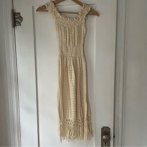 Cream Round Neck Midi Sundress